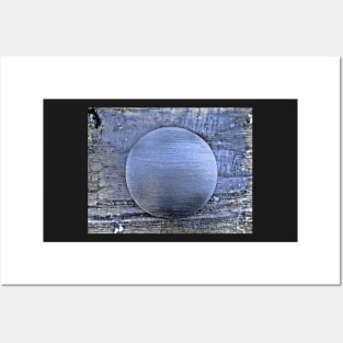 Round Textured "Wooden" Composition In Blue. Blue Dots Pattern. Posters and Art